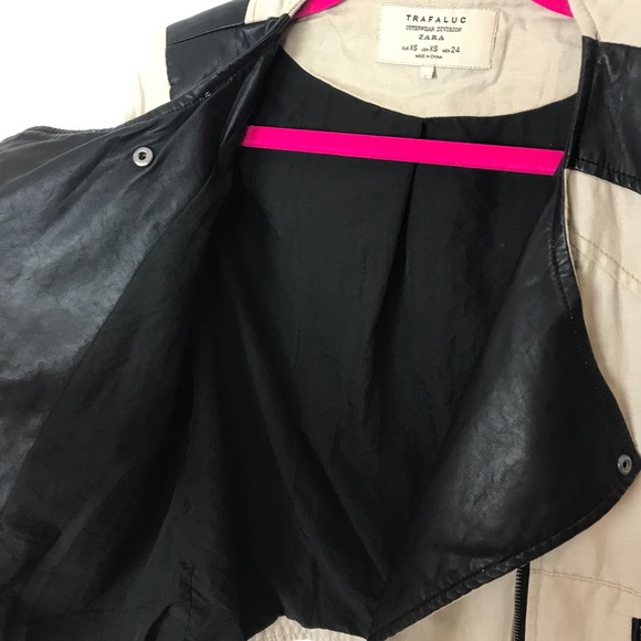 Zara Jacket | Blazer | Cream Canvas Black Leather - Picture 5 of 6